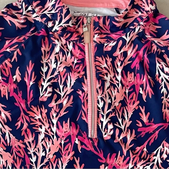 Coral Bay Golf Shirt Size XL Multi Colored 
Short Sleeve 1/4 Zip Up to Neck - Picture 2 of 7